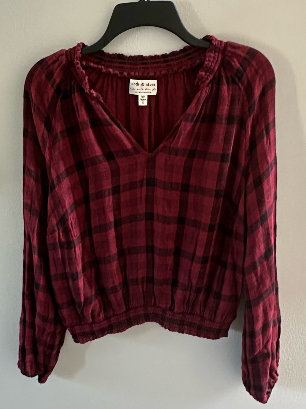 Cloth & Stone Anthropologie Relaxed Plaid Buffalo Check Blouse Size Small